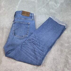 J Crew Womens Pants 27 Vintage Straight Exposed‎ Button Fly Blue Jeans RAW HEMS